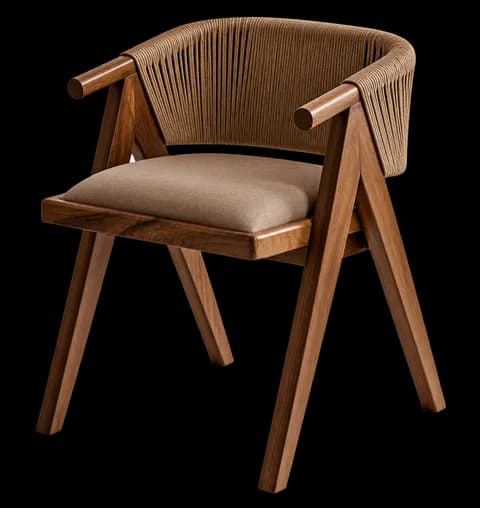 Woven-back wood chair